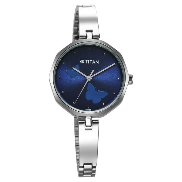 Titan 2702SM02 Women’s Quartz Analog Stainless Steel Blue Dial Watch