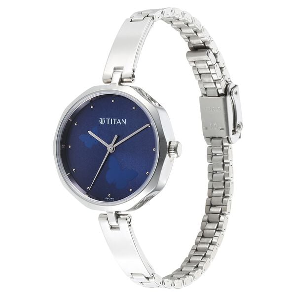 Titan 2702SM02 Karishma Quartz Analog Blue Dial 36.25 mm Metal Case Stainless Steel Bracelet Women Watch