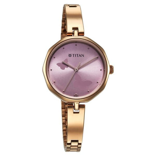 Titan 2702WM02 Karishma Women Quartz Pink Dial Rose Gold Stainless Steel Watch