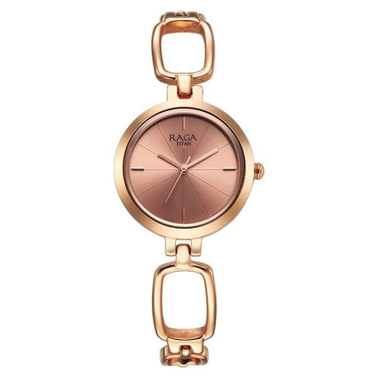 Titan 2725WM01 Women’s Rose-Gold Dial Analog Watch with Rose-Gold Metal Bracelet