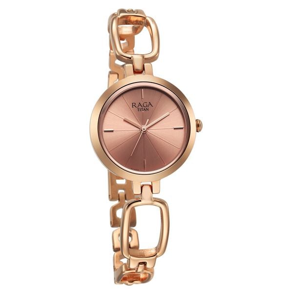 Titan 2725WM01 Women’s Rose-Gold Dial Analog Watch with Rose-Gold Metal Bracelet