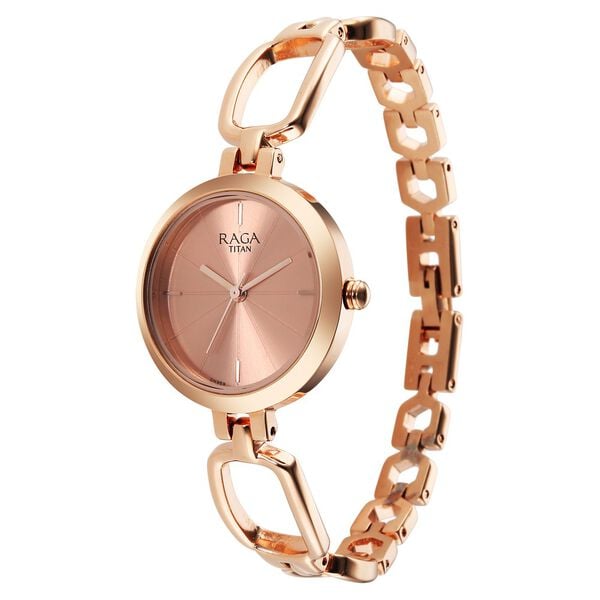 Titan 2725WM01 Women’s Rose-Gold Dial Analog Watch with Rose-Gold Metal Bracelet