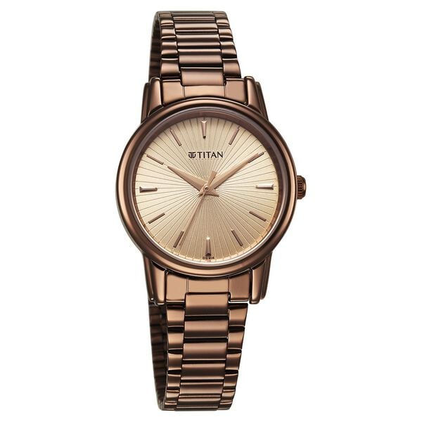 Titan 2760QM01 Women’s Analog Quartz Watch — Beige Dial & Brown Stainless Steel Strap