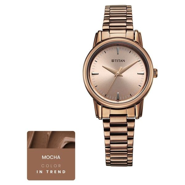 Titan 2760QM02 Women’s Brown-Dial Analog Watch with Brown Stainless-Steel Strap