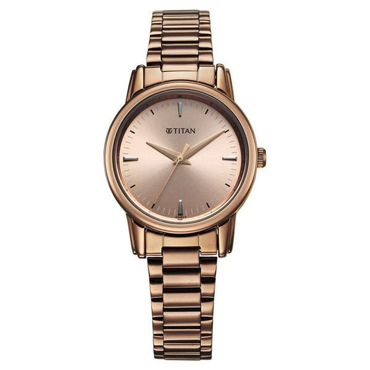 Titan 2760QM02 Women’s Brown-Dial Analog Watch with Brown Stainless-Steel Strap