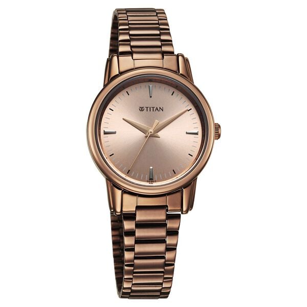 Titan 2760QM02 Women’s Brown-Dial Analog Watch with Brown Stainless-Steel Strap