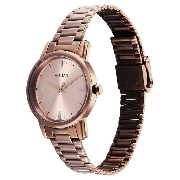 Titan 2760QM02 Women’s Brown-Dial Analog Watch with Brown Stainless-Steel Strap