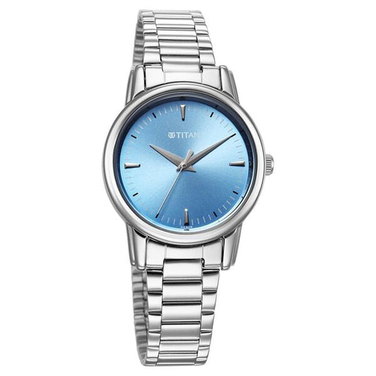 Titan 2760SM02 Women’s Analog Quartz Watch — Blue Dial & Silver Stainless Steel Strap