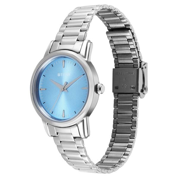 Titan 2760SM02 Women’s Analog Quartz Watch — Blue Dial & Silver Stainless Steel Strap