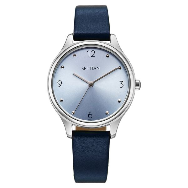 Titan 2781SL02 Women’s Blue-Dial Analog Watch with Blue Leather Strap