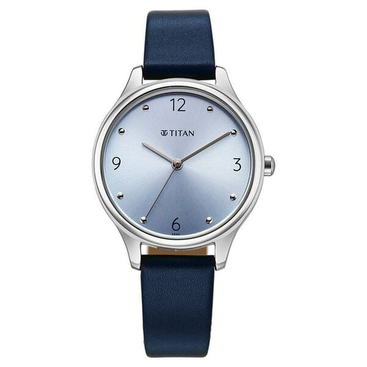 Titan 2781SL02 Women’s Blue-Dial Analog Watch with Blue Leather Strap