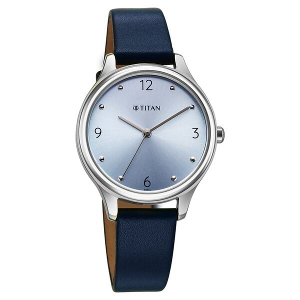 Titan 2781SL02 Women’s Blue-Dial Analog Watch with Blue Leather Strap
