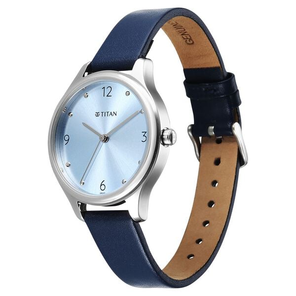 Titan 2781SL02 Women’s Blue-Dial Analog Watch with Blue Leather Strap