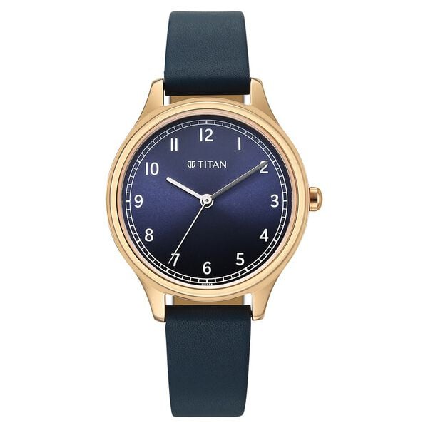 Titan 2781WL01 Women’s Blue-Dial Analog Watch with Blue Leather Strap