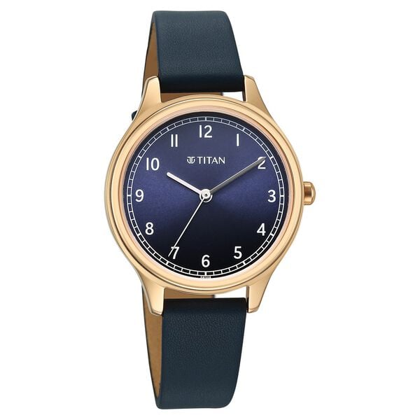 Titan 2781WL01 Women’s Blue-Dial Analog Watch with Blue Leather Strap