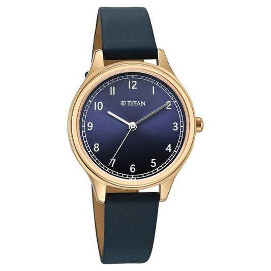 Titan 2781WL01 Women’s Blue-Dial Analog Watch with Blue Leather Strap