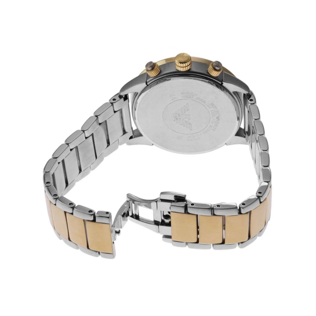 Emporio Armani AR11521 Mario Men's Black Chronograph Two-Tone Stainless Steel Watch