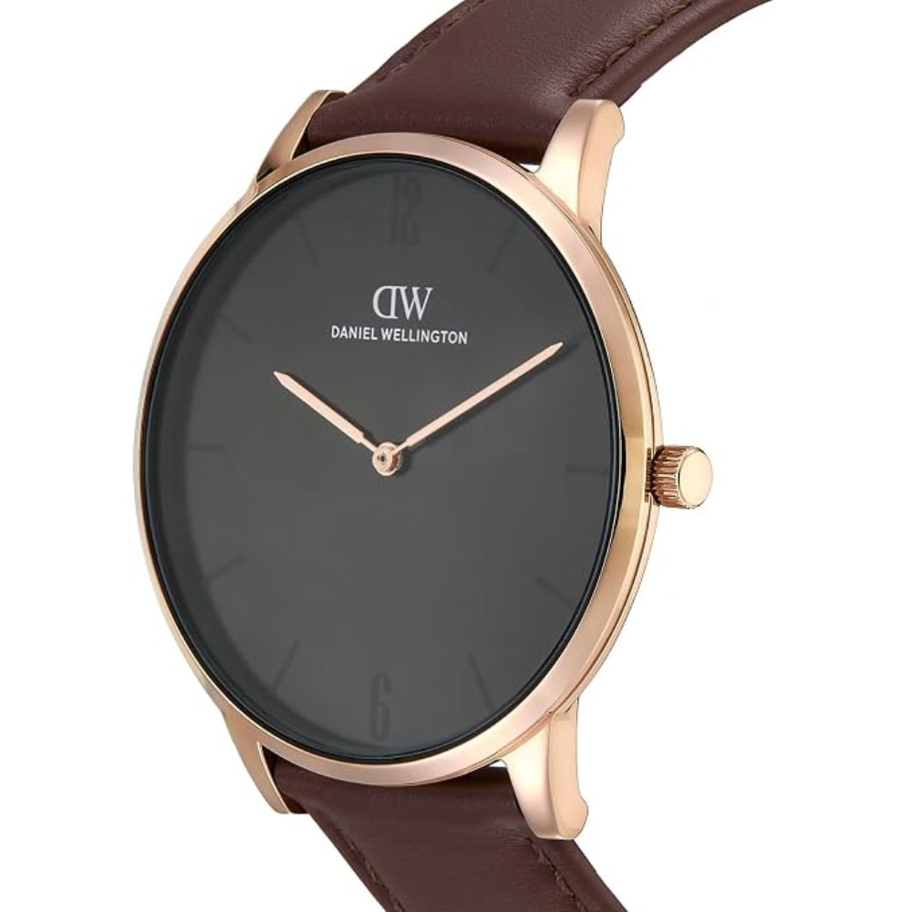 Daniel Wellington DW0DG2001 Black Dial Men's Round Analog Brown Strap Watch