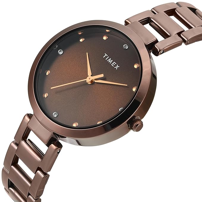 Timex TW000X272 Women’s Brown Dial Analog Watch with Stainless Steel Strap