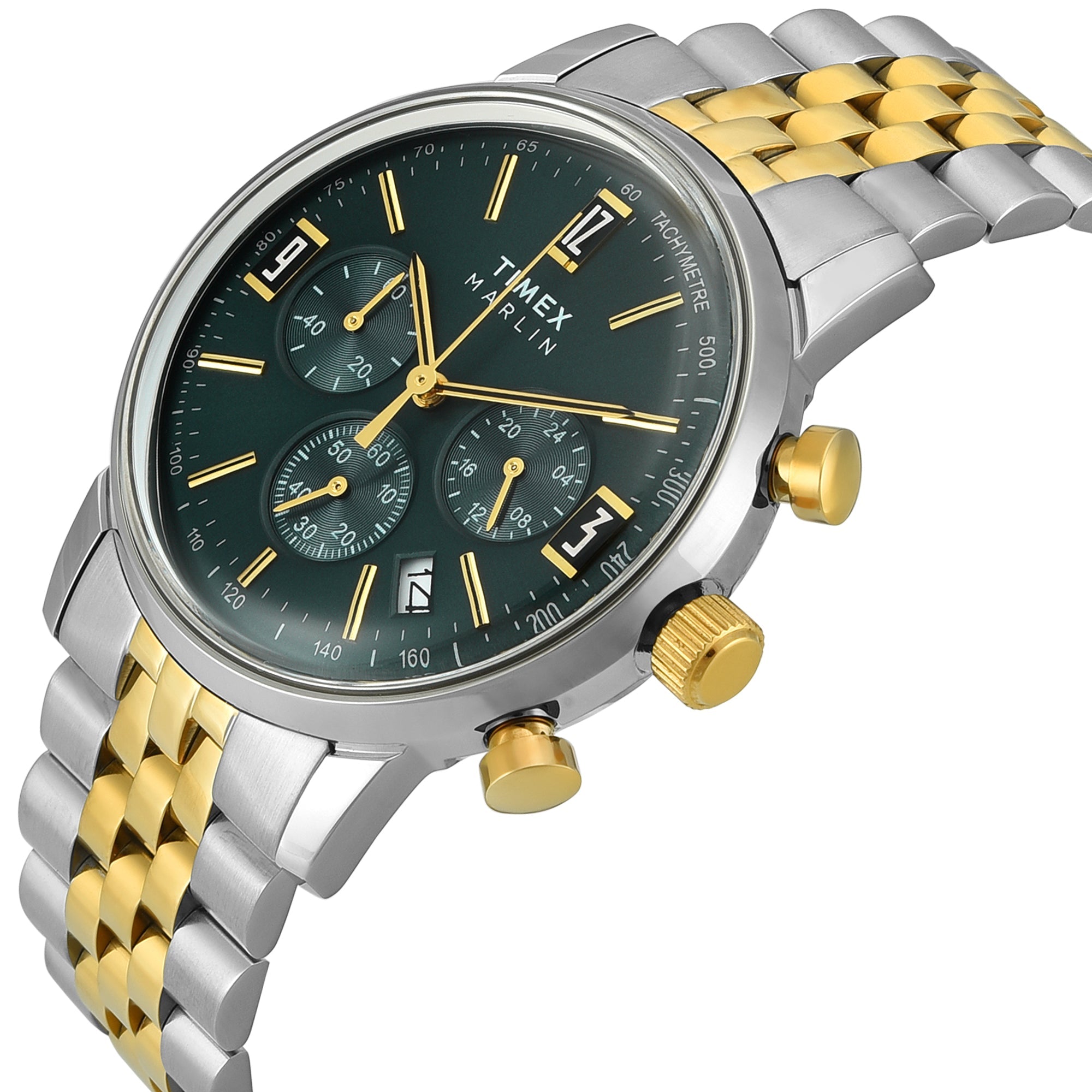 Timex TWEG26707 Quartz Analog Green Dial Chronograph Stainless Steel Bracelet Watch For Men
