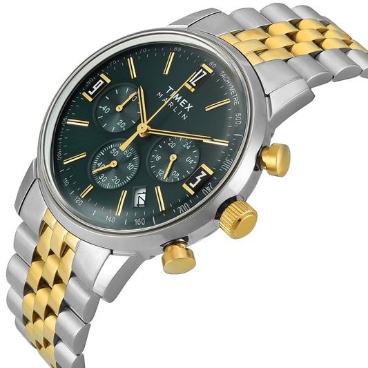 Timex TWEG26707 Quartz Analog Green Dial Chronograph Stainless Steel Bracelet Watch For Men