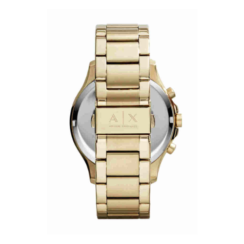 Armani Exchange AX2137 Men's Quartz Chronograph Watch Black Brushed Dial Gold-Tone Stainless Steel Bracelet
