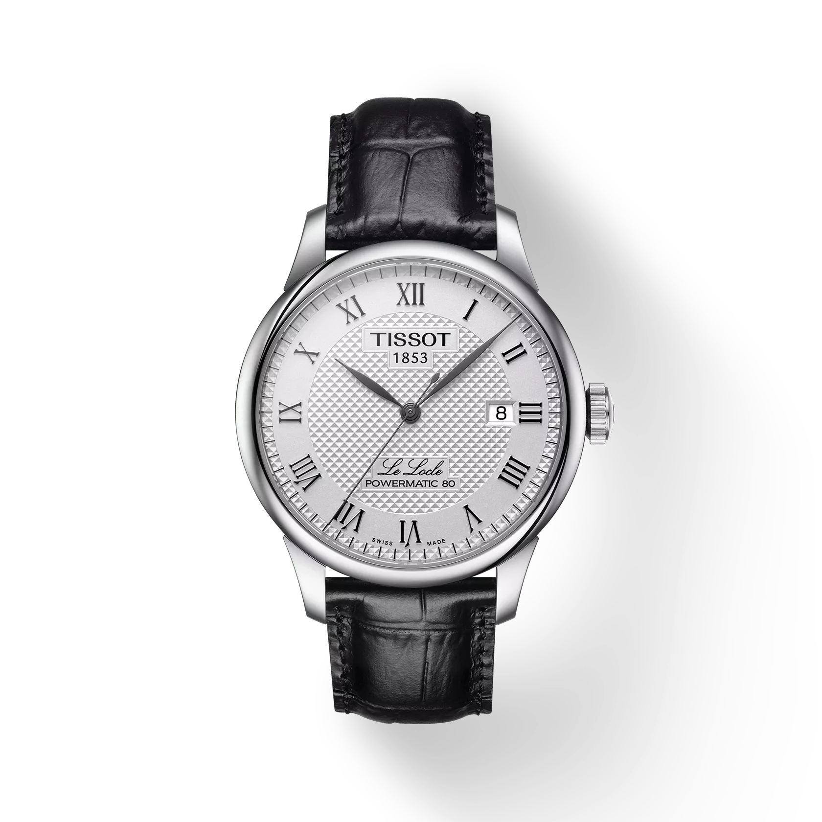 Tissot T0064071603300 Silver Dial 39.3 mm Men’s Swiss Automatic Watch – Black Leather Strap, Powermatic 80 Movement