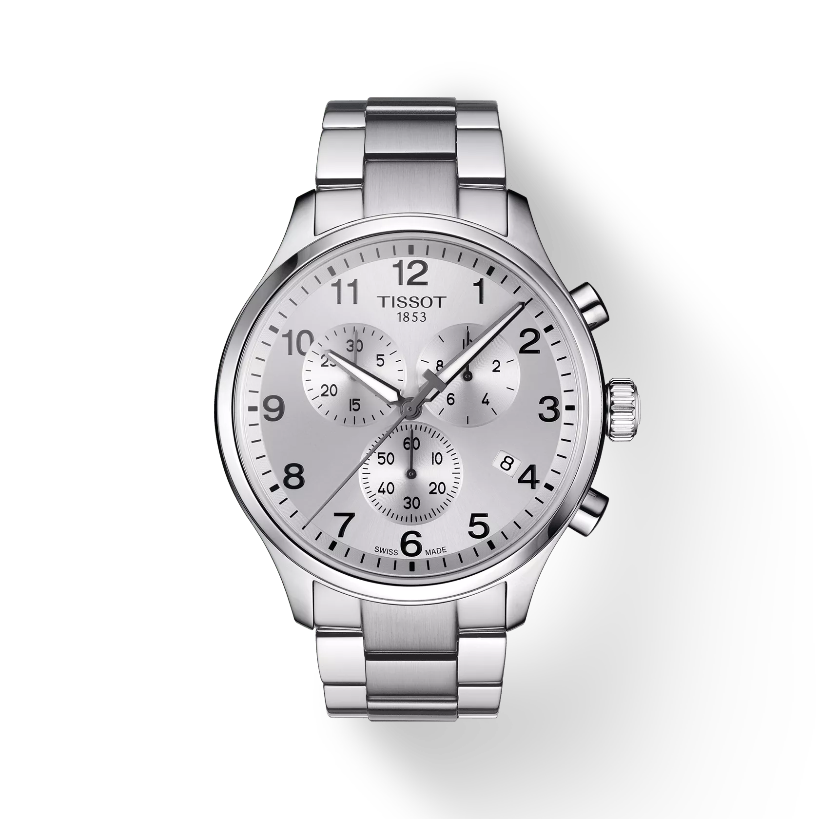 Tissot T1166171103700 Silver Dial Men’s Swiss Quartz Chronograph Watch – Stainless Steel Case & Bracelet, Sapphire Crystal