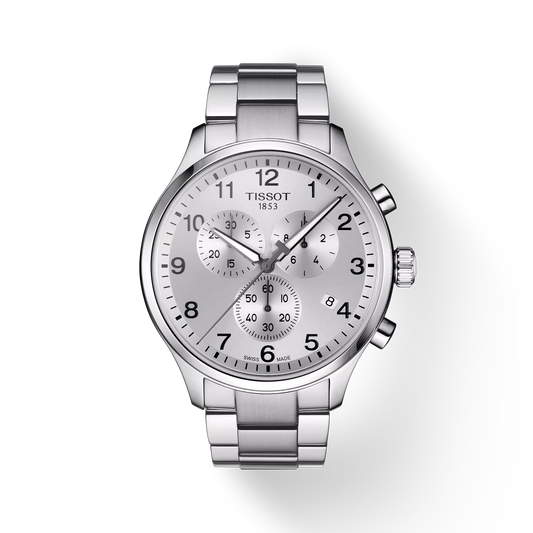 Tissot T1166171103700 Silver Dial Men’s Swiss Quartz Chronograph Watch – Stainless Steel Case & Bracelet, Sapphire Crystal