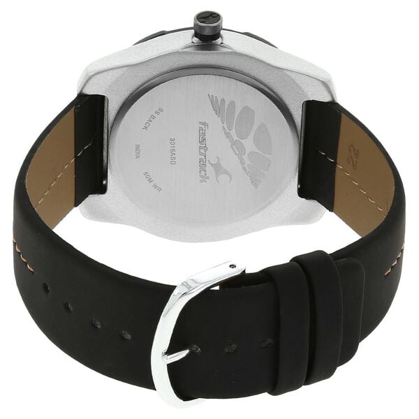 Fastrack 3015AL01 Analog Quartz Men Watch –  White Dial, Black Leather Strap, 50 m Water Resistance