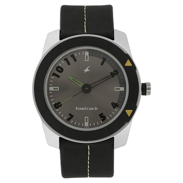 Fastrack 3015AL02 Analog Quartz Men Watch – Grey Dial, Black Plastic Strap, Casual Everyday Style
