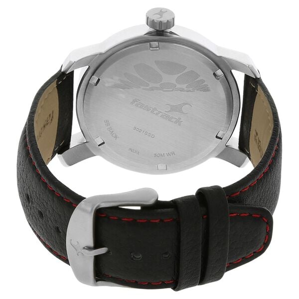 Fastrack 3021SL04 Quartz Analog Black & Red Dial with Leather Strap Watch for Men