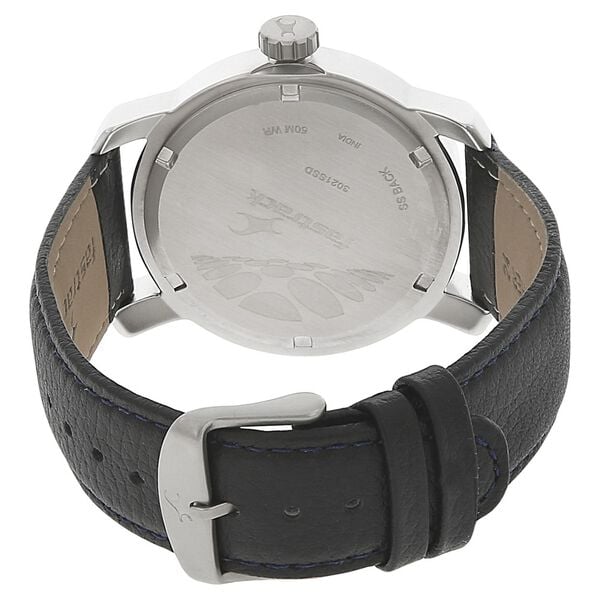 Fastrack 3021SL05 Men’s Quartz Blue Dial Analog Watch with Black Leather Strap