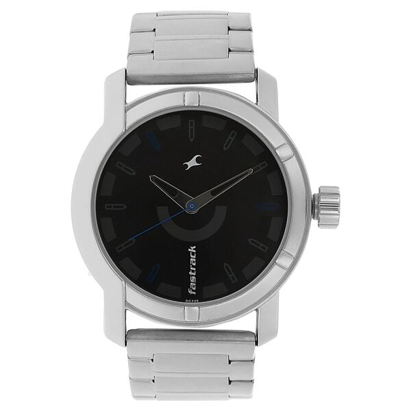 Fastrack 3021SM01 Quartz Analog Black Dial Stainless Steel Strap Men’s Watch
