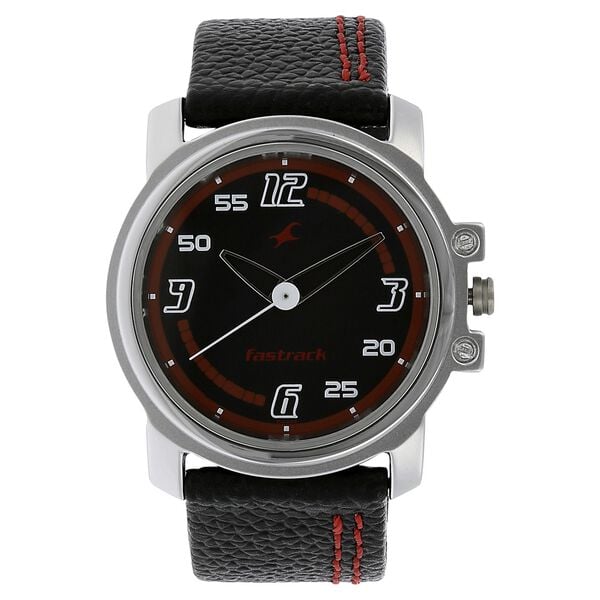 Fastrack 3039SL06 Quartz Analog Black Dial Leather Strap Men’s Watch