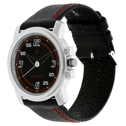 Fastrack 3039SL06 Quartz Analog Black Dial Leather Strap Men’s Watch