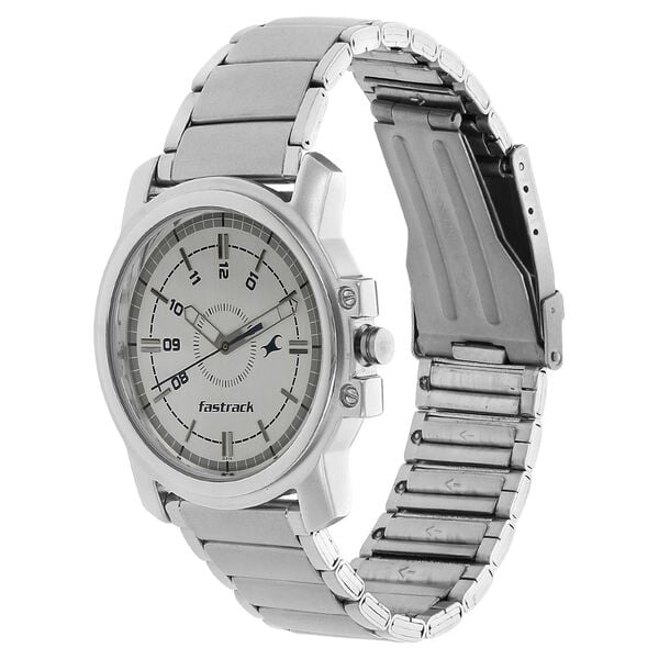 Fastrack 3039SM01 Men’s Analog Quartz White Dial & Stainless Steel Strap Watch