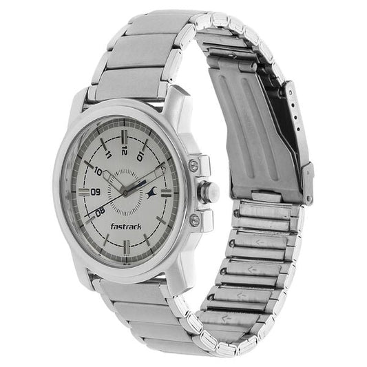 Fastrack 3039SM01 Men’s Analog Quartz White Dial & Stainless Steel Strap Watch
