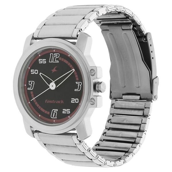 Fastrack 3039SM08 Quartz Analog Black Dial with Stainless Steel Strap Watch for Men