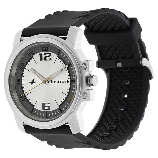 Fastrack 3039SP01 Quartz Analog White Dial Black Plastic Strap Men’s Watch