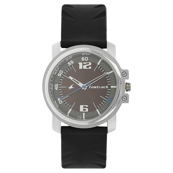 Fastrack 3039SP02 Quartz Analog Brown Dial Black Silicone Strap Men’s Watch