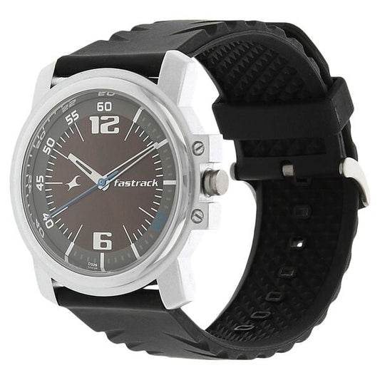 Fastrack 3039SP02 Quartz Analog Brown Dial Black Silicone Strap Men’s Watch