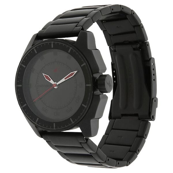 Fastrack 3089NM01 Analog Quartz Men Watch – Black Dial, Black Stainless Steel Strap, 50 m Water Resistance