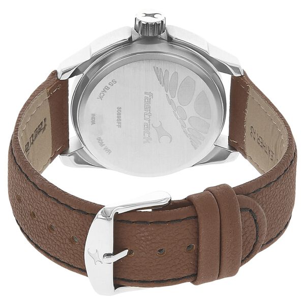 Fastrack 3089SL05 Black Magic Quartz Analog Black Dial Brown Leather Strap Men’s Watch