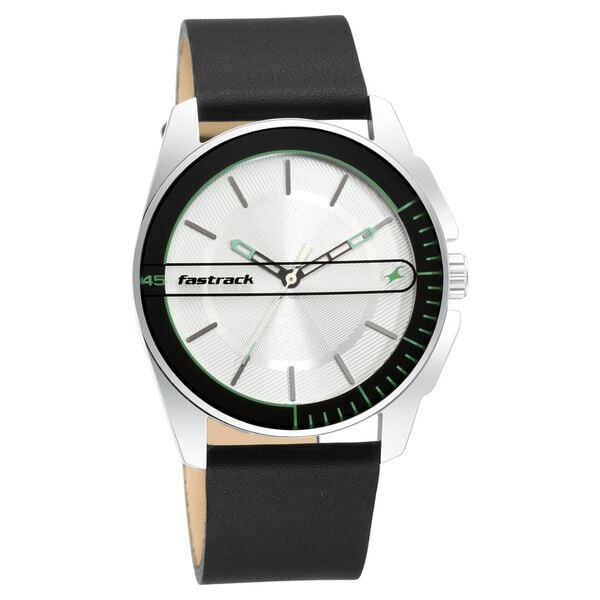 Fastrack 3089SL15 Wear Your Look Quartz Analog Silver Dial Black Leather Strap Men’s Watch