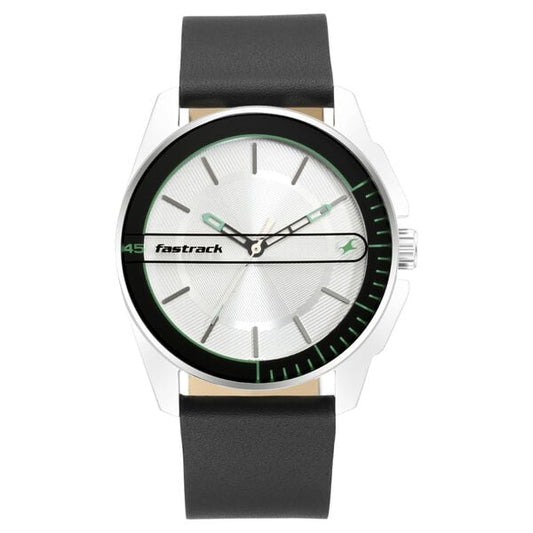 Fastrack 3089SL15 Wear Your Look Quartz Analog Silver Dial Black Leather Strap Men’s Watch