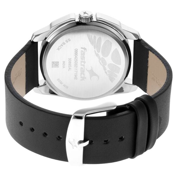 Fastrack 3089SL15 Wear Your Look Quartz Analog Silver Dial Black Leather Strap Men’s Watch
