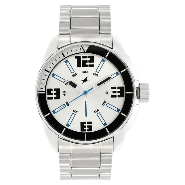 Fastrack 3089SM08 Hit List 1 Quartz Analog Silver Dial with Stainless Steel Strap Watch for Men