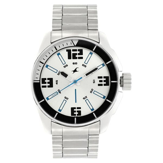 Fastrack 3089SM08 Hit List 1 Quartz Analog Silver Dial with Stainless Steel Strap Watch for Men