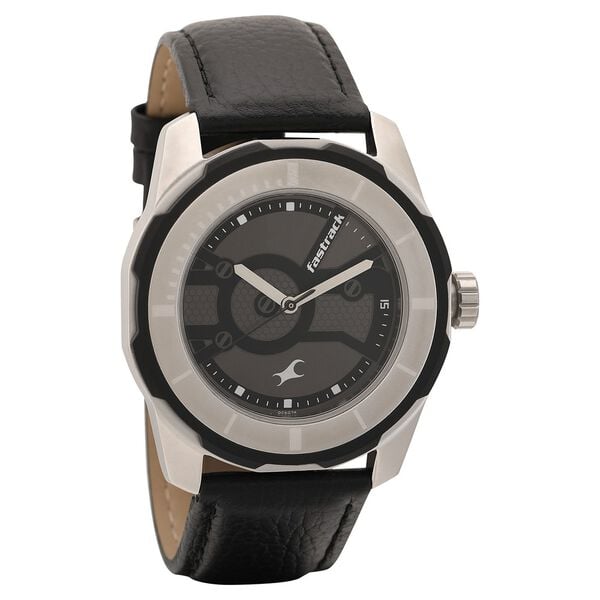 Fastrack 3099SL02 Quartz Analog Black Dial Leather Strap Men’s Watch
